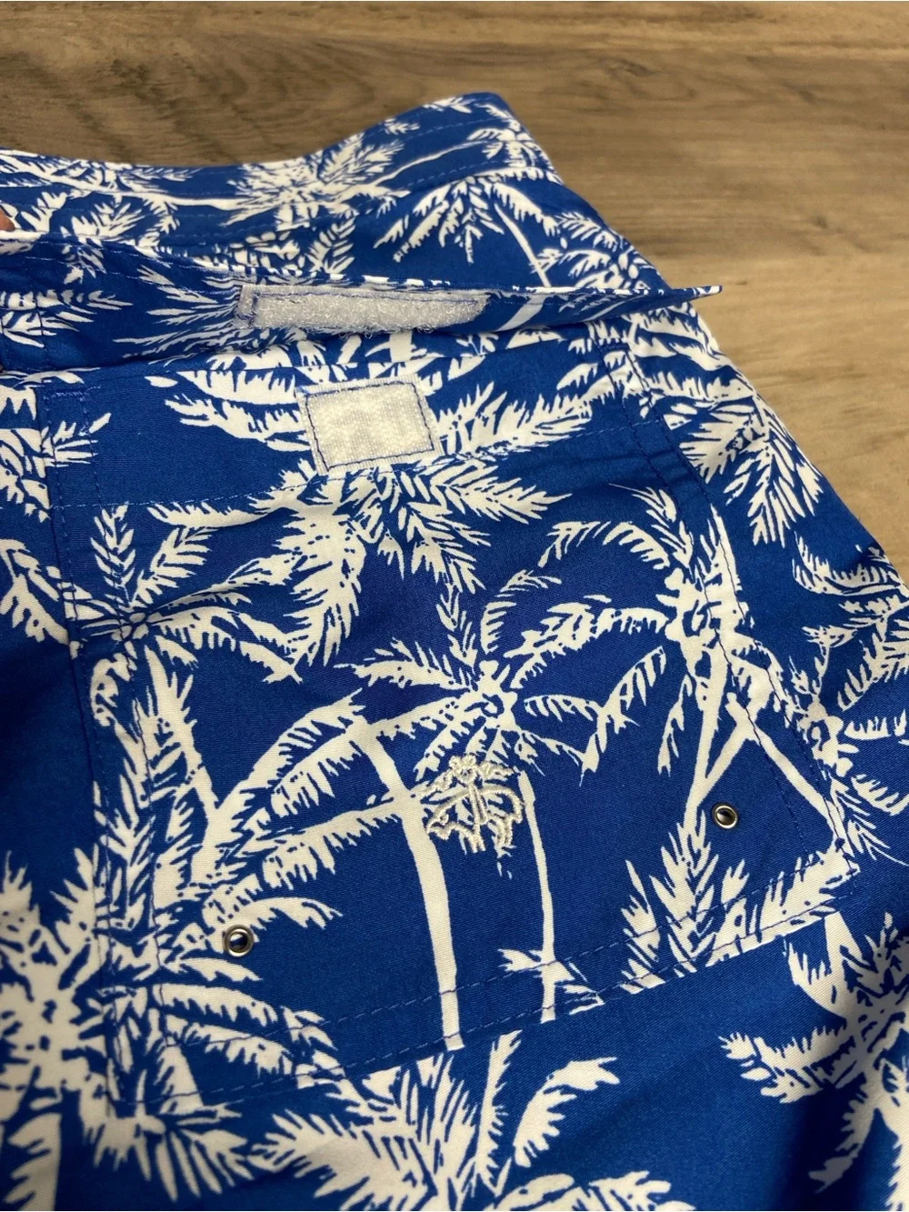 NWT Brooks Brothers Blue Palm Trees Lined‎ Swim Trunks Pockets Boys sz 12
